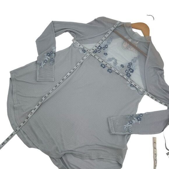 NWT Free People Saheli Embroidered-Mesh Top size small icy blue - Picture 8 of 10